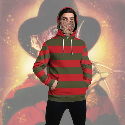 Gearhumans 3D Freddy Krueger Horror Halloween Custom Bandana Mask Hoodie - Image 7
