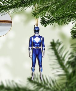 Gearhumans 3D Mighty Morphin Blue Power Rangers Custom Christmas Ornament