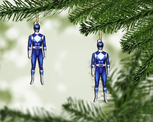 Gearhumans 3D Mighty Morphin Blue Power Rangers Custom Christmas Ornament - Image 2