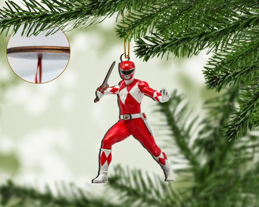 Gearhumans 3D Mighty Morphin Red Power Rangers Custom Christmas Ornament