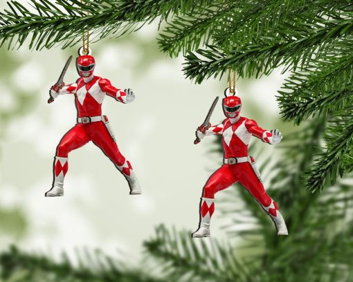 Gearhumans 3D Mighty Morphin Red Power Rangers Custom Christmas Ornament - Image 2