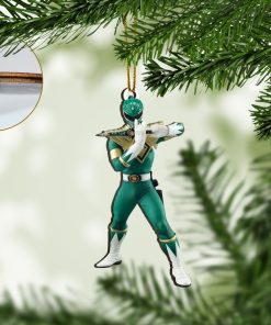 Gearhumans 3D Mighty Morphin Green Power Rangers Custom Christmas Ornament