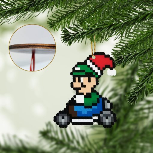 Gearhumans 3D Merry Christmas Luigi 8 bit Go Go Custom Ornaments - Image 2