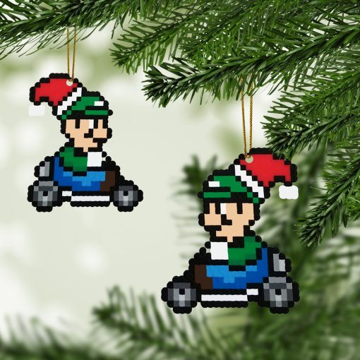 Gearhumans 3D Merry Christmas Luigi 8 bit Go Go Custom Ornaments - Image 3