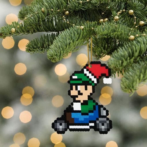 Gearhumans 3D Merry Christmas Luigi 8 bit Go Go Custom Ornaments - Image 4