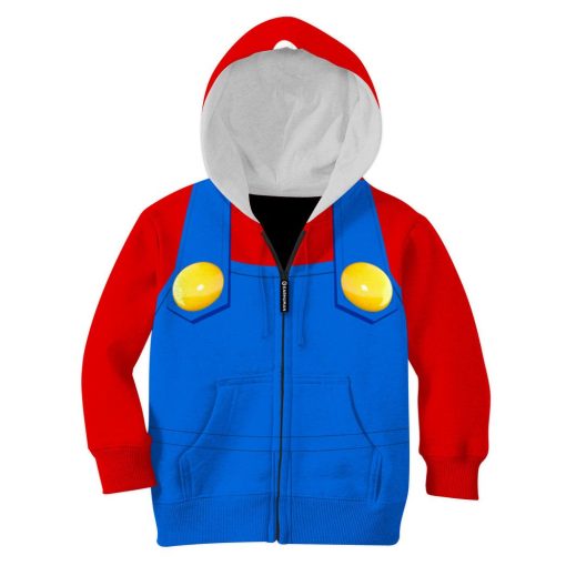 Gearhumans 3D Mario Custom Kid Hoodie - Image 7