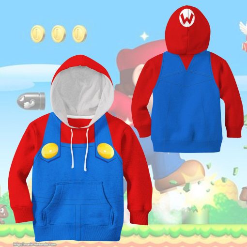 Gearhumans 3D Mario Custom Kid Hoodie - Image 13