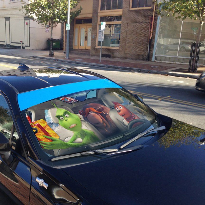 Gearhumans 3D Max The Dog And Grinch Ver 2 Custom Car Auto Sunshade 6 Gearhumans 3D Max The Dog And Grinch Ver 2 Custom Car Auto Sunshade - Image 6