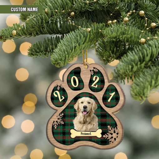 Gearhumans 3D Christmas Golden Retriever Paw Custom Name Wood Ornament 5 Gearhumans 3D Christmas Golden Retriever Paw Custom Name Wood Ornament - Image 5