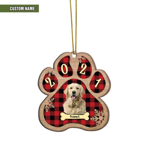 Gearhumans 3D Christmas Golden Retriever Paw Custom Name Wood Ornament 3 Gearhumans 3D Christmas Golden Retriever Paw Custom Name Wood Ornament - Image 3