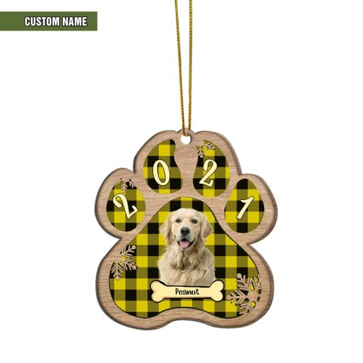 Gearhumans 3D Christmas Golden Retriever Paw Custom Name Wood Ornament 1 Gearhumans 3D Christmas Golden Retriever Paw Custom Name Wood Ornament