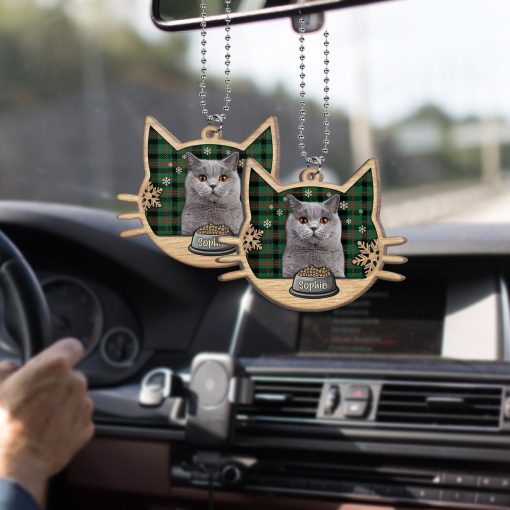 Gearhumans 3D Happy Cat On Christmas Day Custom Name Custom Photo Wood Ornament - Image 5