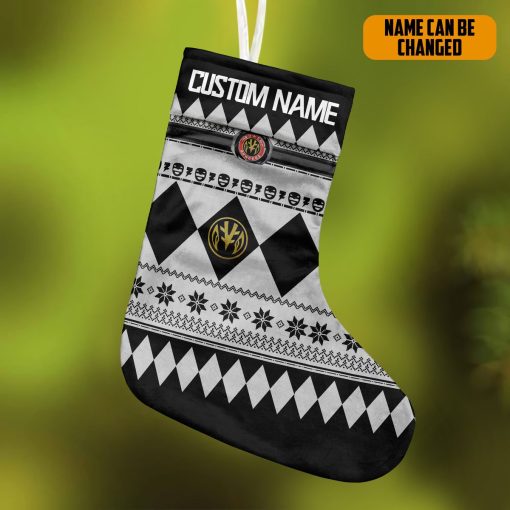 Gearhumans 3D White Mighty Morphin Power Ranger Ugly Custom Name Christmas Socks 3 Gearhumans 3D White Mighty Morphin Power Ranger Ugly Custom Name Christmas Socks - Image 3