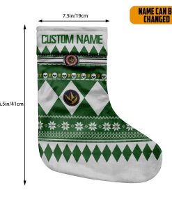 Gearhumans 3D Green Mighty Morphin Power Ranger Ugly Custom Name Christmas Socks