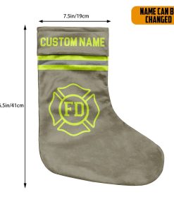 Gearhumans 3D Christmas Firefighter Gray Custom Name Christmas Socks