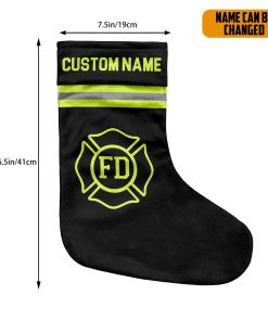 Gearhumans 3D Christmas Firefighter Custom Name Christmas Socks