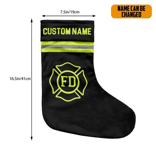 Gearhumans 3D Christmas Firefighter Custom Name Christmas Socks 1 Gearhumans 3D Christmas Firefighter Custom Name Christmas Socks