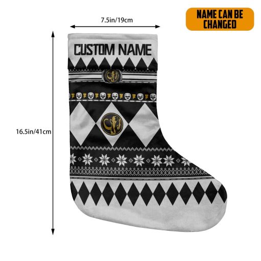 Gearhumans 3D Black Mighty Morphin Power Ranger Ugly Custom Name Christmas Socks