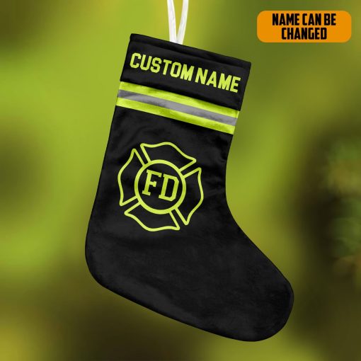 Gearhumans 3D Christmas Firefighter Custom Name Christmas Socks 4 Gearhumans 3D Christmas Firefighter Custom Name Christmas Socks - Image 4