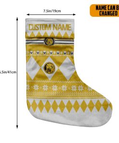 Gearhumans 3D Yellow Mighty Morphin Power Ranger Ugly Custom Name Christmas Socks