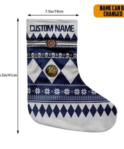 Gearhumans 3D Blue Mighty Morphin Power Ranger Ugly Custom Name Christmas Socks