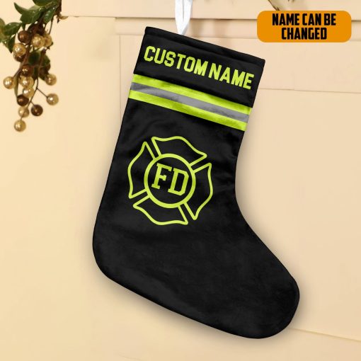 Gearhumans 3D Christmas Firefighter Custom Name Christmas Socks 3 Gearhumans 3D Christmas Firefighter Custom Name Christmas Socks - Image 3
