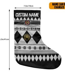 Gearhumans 3D White Mighty Morphin Power Ranger Ugly Custom Name Christmas Socks