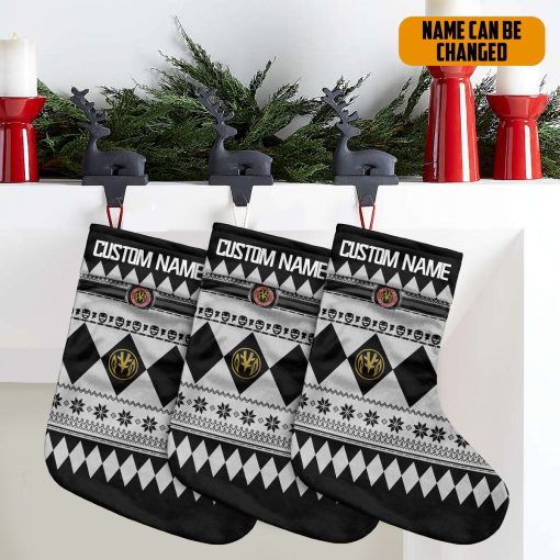 Gearhumans 3D White Mighty Morphin Power Ranger Ugly Custom Name Christmas Socks 5 Gearhumans 3D White Mighty Morphin Power Ranger Ugly Custom Name Christmas Socks - Image 5