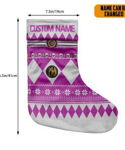 Gearhumans 3D Pink Mighty Morphin Power Ranger Ugly Custom Name Christmas Socks