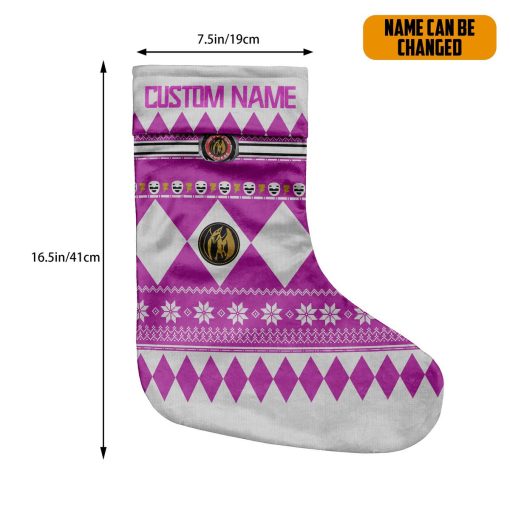 Gearhumans 3D Pink Mighty Morphin Power Ranger Ugly Custom Name Christmas Socks