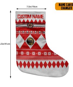 Gearhumans 3D Red Mighty Morphin Power Ranger Ugly Custom Name Christmas Socks