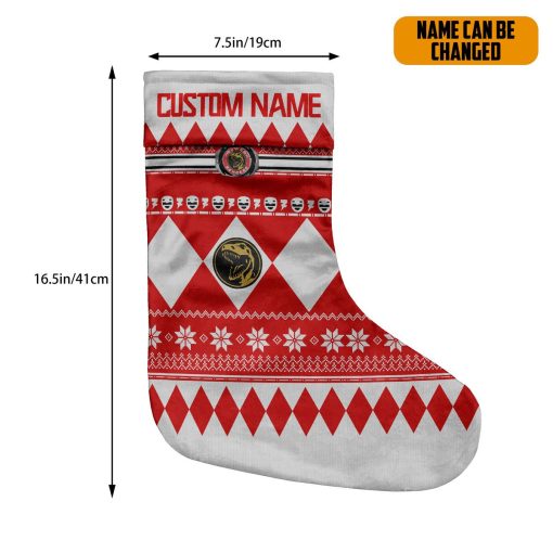 Gearhumans 3D Red Mighty Morphin Power Ranger Ugly Custom Name Christmas Socks