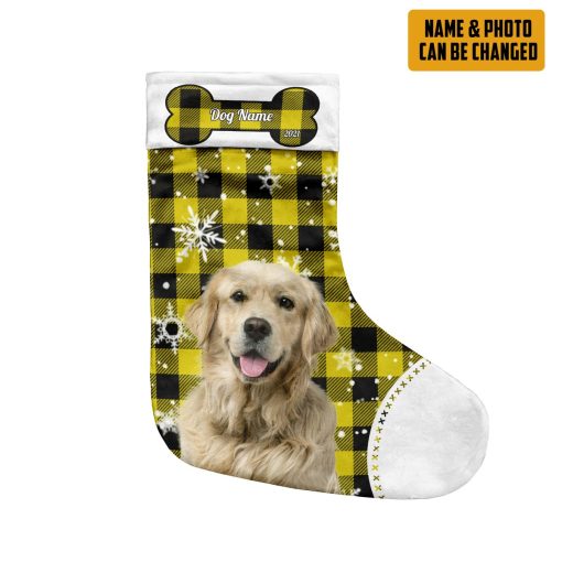 Gearhumans 3D Christmas Dog Custom Photo Custom Name Christmas Socks