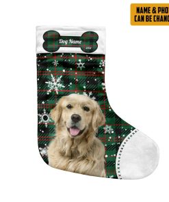 Gearhumans 3D Christmas Dog Custom Photo Custom Name Christmas Socks