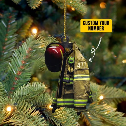 Gearhumans 3D Firefighter Uniform Custom Number Ornament