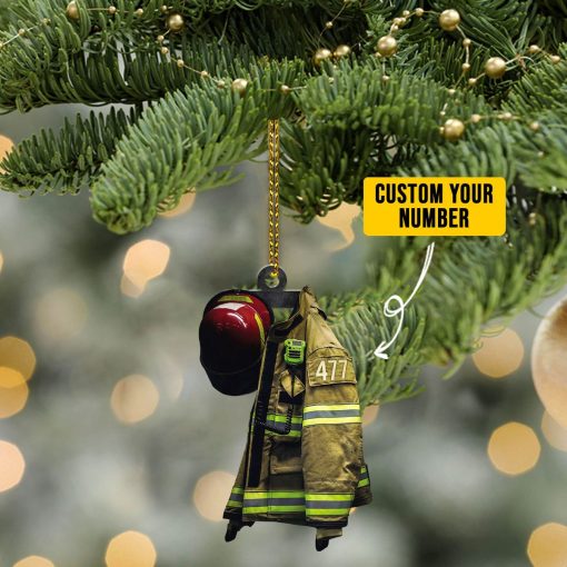 Gearhumans 3D Firefighter Uniform Custom Number Ornament