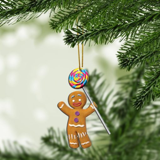 Gearhumans 3D Gingerbread Man Custom Plastic Ornament - Image 3