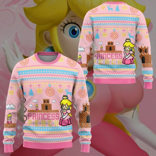 Gearhumans 3D Super Mario Princess Peach Custom Ugly Long sleeve - Image 2