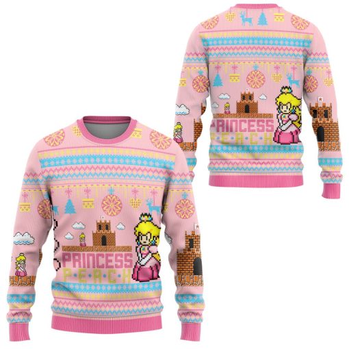Gearhumans 3D Super Mario Princess Peach Custom Ugly Long sleeve - Image 3