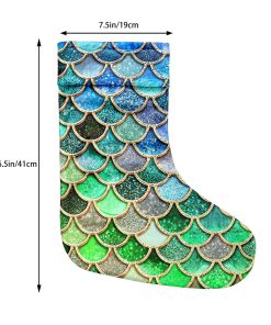 Gearhumans 3D THE MOST GREEN AND BLUE SPARKLE MERMAID TAIL IN THE OCEAN CUSTOM CHRISTMAS STOCKING