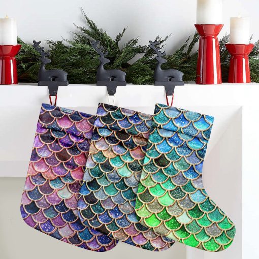 Gearhumans 3D THE MOST PINK SPARKLE MERMAID TAIL IN THE OCEAN CUSTOM CHRISTMAS STOCKING - Image 2