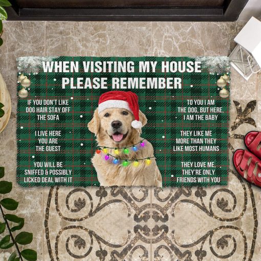 Gearhumans 3D Please Remember Golden Retriever Dog's House Rules Christmas Dark Green Plaid Version Custom Photo Doormat 7 Gearhumans 3D Please Remember Golden Retriever Dog's House Rules Christmas Dark Green Plaid Version Custom Photo Doormat - Image 6
