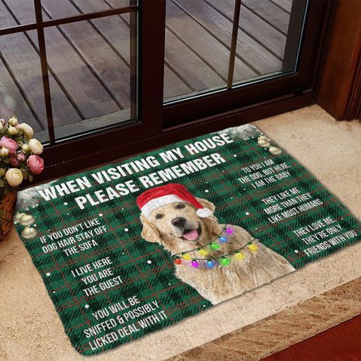 Gearhumans 3D Please Remember Golden Retriever Dog's House Rules Christmas Dark Green Plaid Version Custom Photo Doormat 8 Gearhumans 3D Please Remember Golden Retriever Dog's House Rules Christmas Dark Green Plaid Version Custom Photo Doormat - Image 7