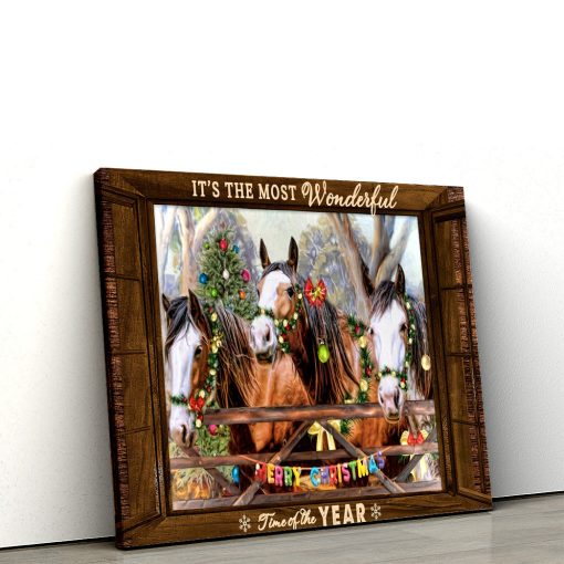Gearhumans 3D Christmas Farmhouse Horse In Christmas Custom Canvas - Image 6