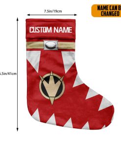 Gearhumans 3D Power Ranger Dino Thunder Red Custom Name Christmas Socks