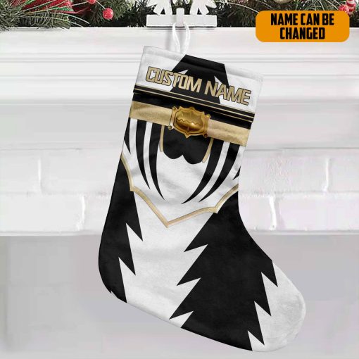 Gearhumans 3D Power Ranger Dino Thunder White Custom Name Christmas Socks - Image 4