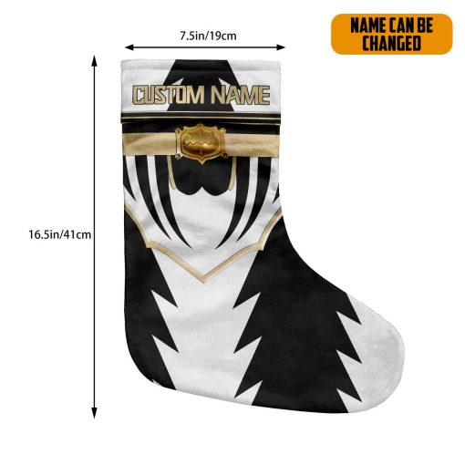 Gearhumans 3D Power Ranger Dino Thunder White Custom Name Christmas Socks