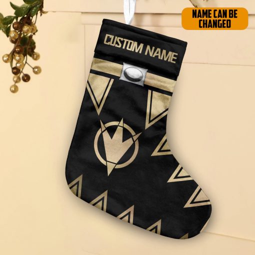 Gearhumans 3D Power Ranger Dino Thunder Black Custom Name Christmas Socks - Image 2