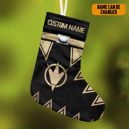 Gearhumans 3D Power Ranger Dino Thunder Black Custom Name Christmas Socks - Image 4