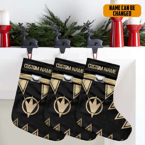 Gearhumans 3D Power Ranger Dino Thunder Black Custom Name Christmas Socks - Image 5